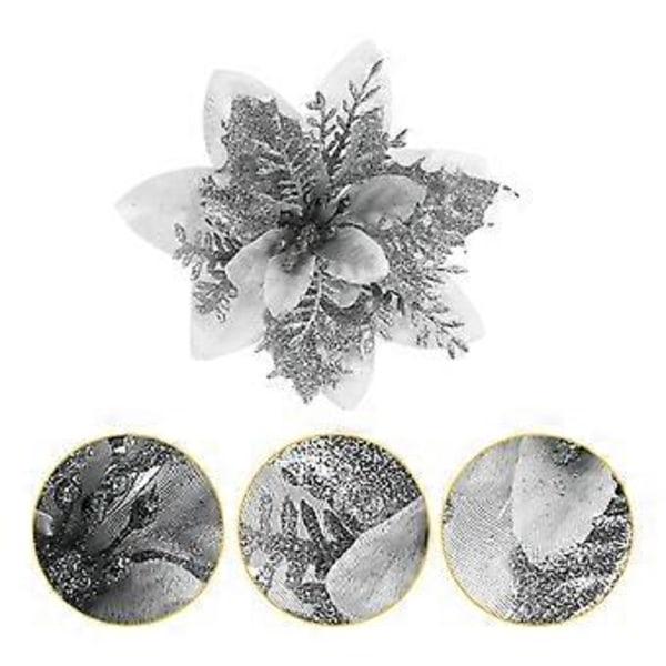 15 stk Glitter Kunstig Blomst Juletrær Kunstige Blomster Henge Blomsteranheng