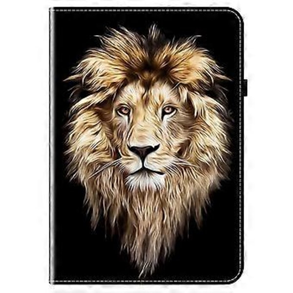 För Honor Pad X9a Läderfodral Mönstertryckt Ställ Tablet Skydd med Kortfack (Lejonhuvud)