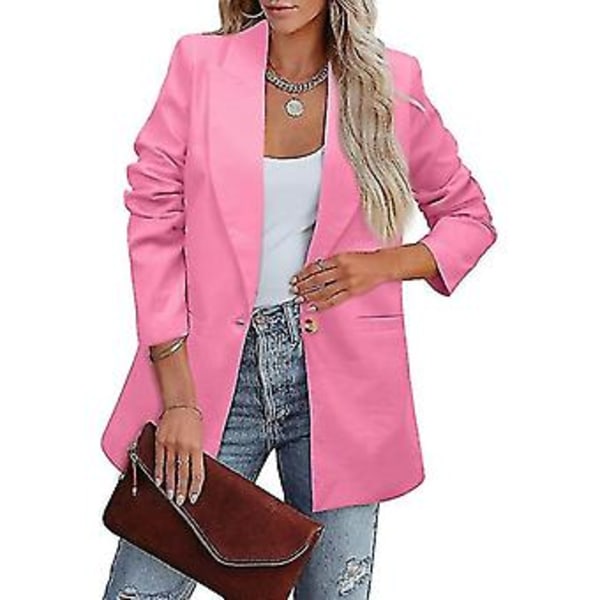 Dam Dubbelknäppt Kavaj Kontorsdam Lös Klassisk Kappa Kostymjacka Kvinnlig Chic Ytterkläder Outfits Dam Mode Kavaj (M rosa)