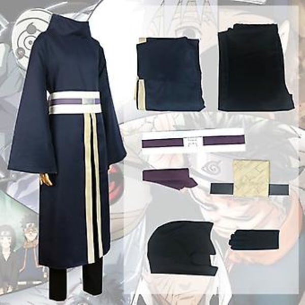 Ninja-asu  Uchiha Obito Akatsuki -naamio ja hanskojen setti  vaatteet Halloween-asu cosplay-asu uusi tulo XXL Full set of clothes