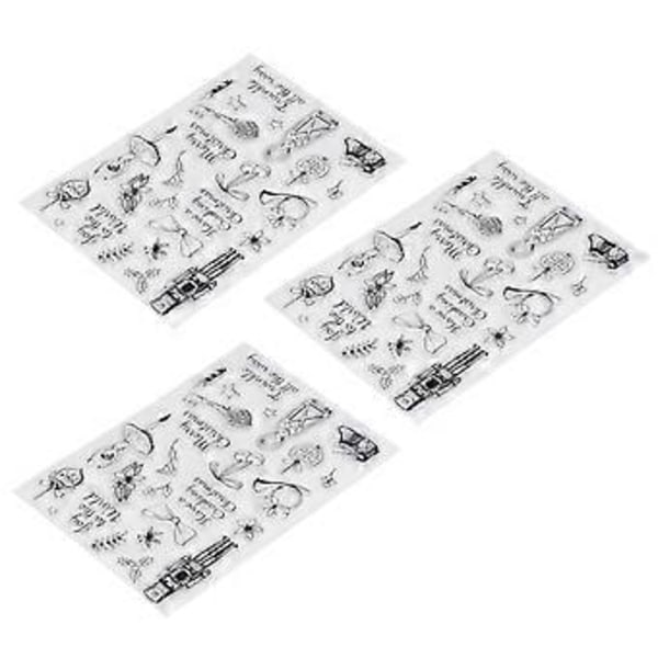 3 stk. klare stempler med juletema, TPR transparente DIY scrapbooking-stempler for preging av kortlaging