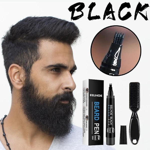 2021 Beard Filling Pen Kit With Brush Filler Waterproof Moustache Pen Beard black