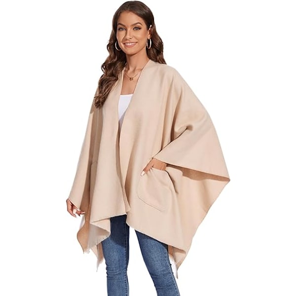 Elegant Sjal med Öppen Framkant, Mjuk Poncho för Kvinnor, Lämplig för Vår, Höst och Vinter