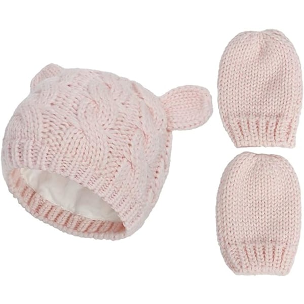 （M，Pink)2-6 MonthsBaby Hat Cute Bear Toddler Earflap Beanie Warm