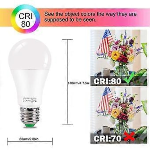 LED-lampa med färgväxling och fjärrkontroll, 10 W E27 RGB + dagsljusvitt 5700 K, perfekt för inredning, scen, bar,