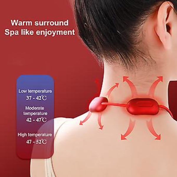 Kannettava Kaulan ja Olkapään Hieroja Lämmityksellä, Kaksoispulssiteknologia, Paras Lahja Naisille ja Miehille (Punainen)