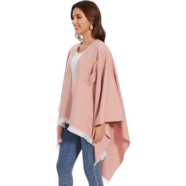 Elegant Damekappe med Åben Front, Blød Poncho, Velegnet til Forår, Efterår og Vinter