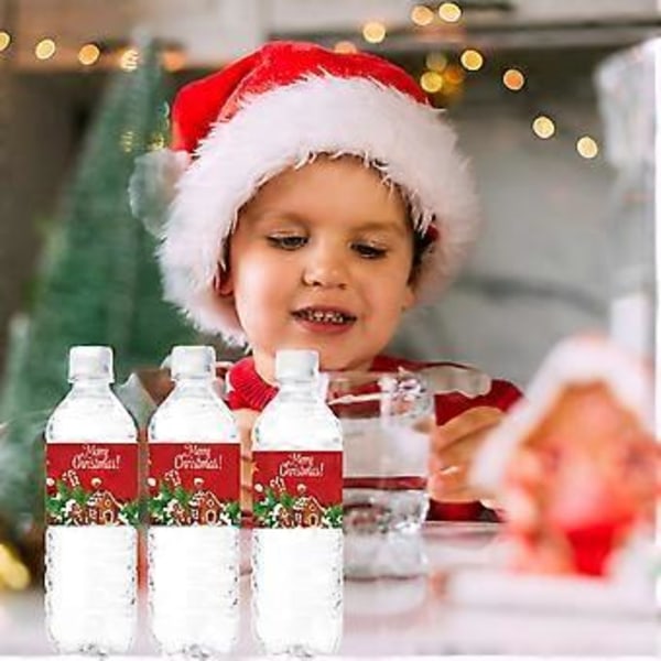 24 stk Julevannflaskeetiketter, God Jul Vinflaske Klistremerker, Julefestdekorasjoner  stil747