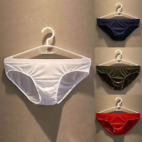 Miesten alushousut Jääsiilkki Matala Vyötärö Yksivärinen Ultra Ohut Saumaton Nopea Kuivuva Alusvaatteet (2XL Punainen)