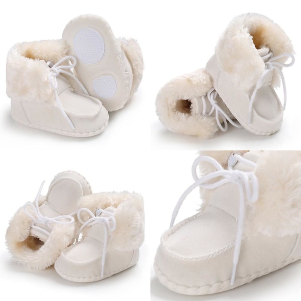 White Baby Warm Winter Uggs For Walking With Soft Soles Non-slip For Both Men And Women