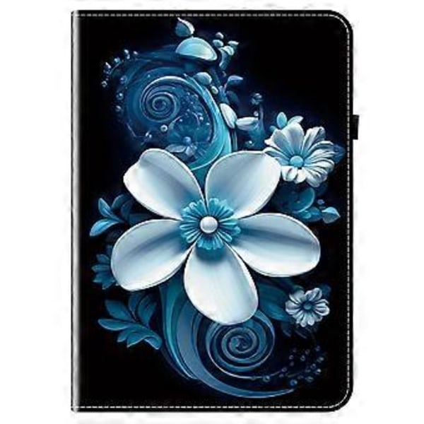 För Honor Pad X9a Läderfodral Mönstertryckt Ställ Tablet Skydd med Kortfack (Svart Orkidé)