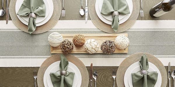 Runda flätade blommiga placemat set, 15\", sten, 6 delar