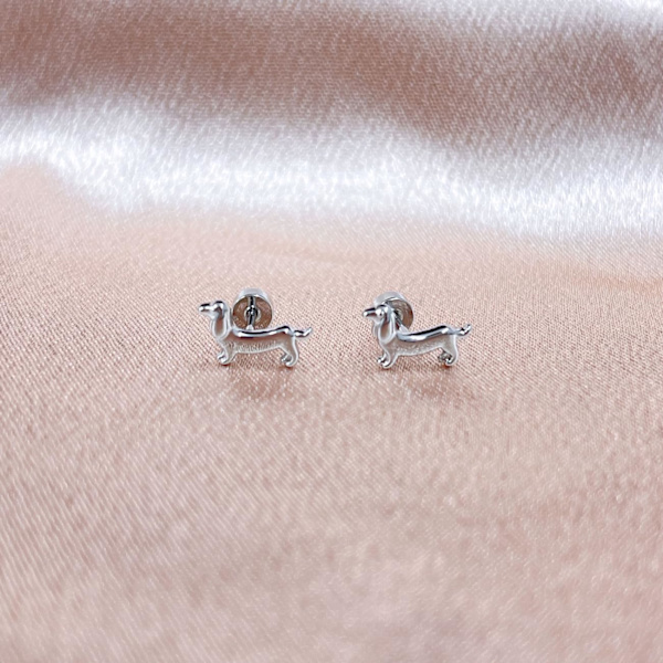 Sødt Dachshund Hunde Brusk Helix Stud Øreringe til Kvinder Piger Mænd Rustfrit Stål Hvalp Dyr Kæledyr Skrue Flad Bag Tr