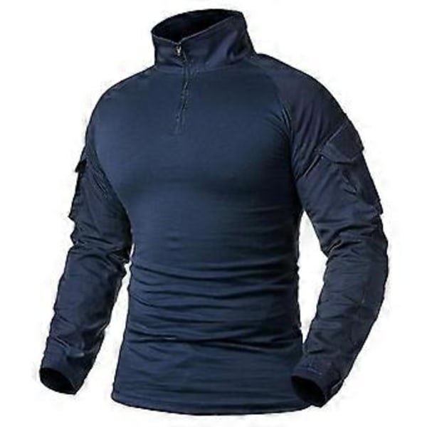 Herr Arméuniform Långärmad Combat Skjorta Solid Bomull Militär Taktisk T-shirt (XXL khaki)