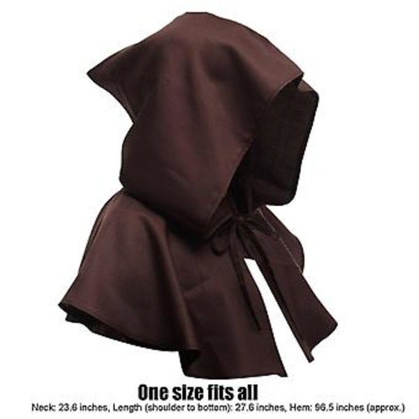 Shawl-Hætte Kappe Mantel Cowl Hat Fancy Dress Stage Party Rollespil Middelalderlig Præst Munk Kostume (Hvid)
