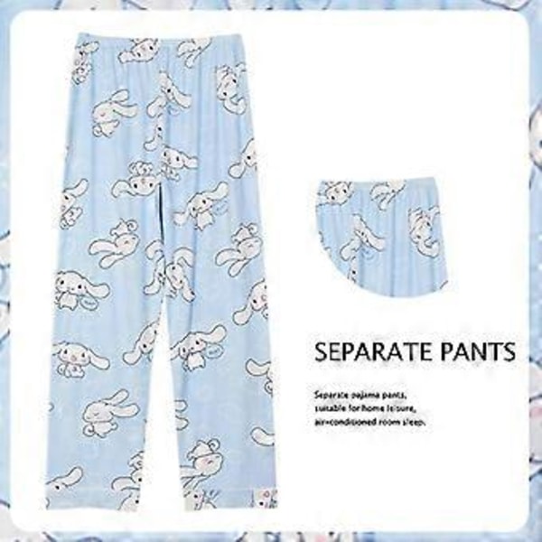 Anime Sanrio Pyjamasbyxor Cartoon Bottoms Sleepwear Långa för Par Bekväma Lösa Hembyxor Tunna Pyjamasbyxor (M 11)