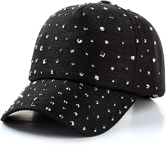 Justerbar pustende Rhinestone Baseball Cap for kvinner Bling Seq