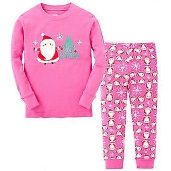 Familjematchande randiga julpyjamas för vuxna och barn - Julkläder för natten (1-2 år rosa tomte)