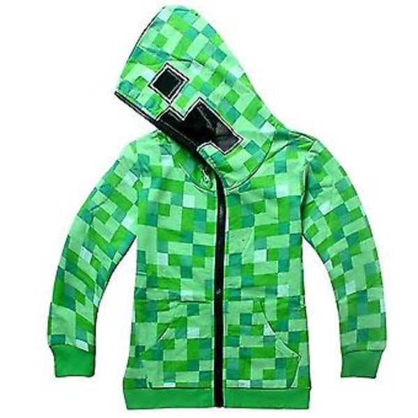 Minecraft Creeper Costume Kids Zip Up Hoodie Coat Boys Girls Hooded Sweatshirt Jacket Tops6-8 Years