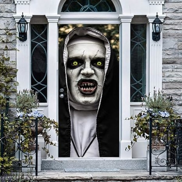 Halloween 3D Nun Ovikelli, 30 x 80 Tuumaa Pelottava Haamu Nun Lifel