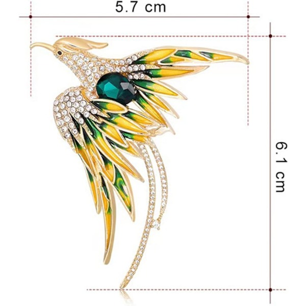 Färgglad kristall strass fenix brosch, handgjord emalj kavajslag brosch stift söt fenix fågel djur brosch premium dålig