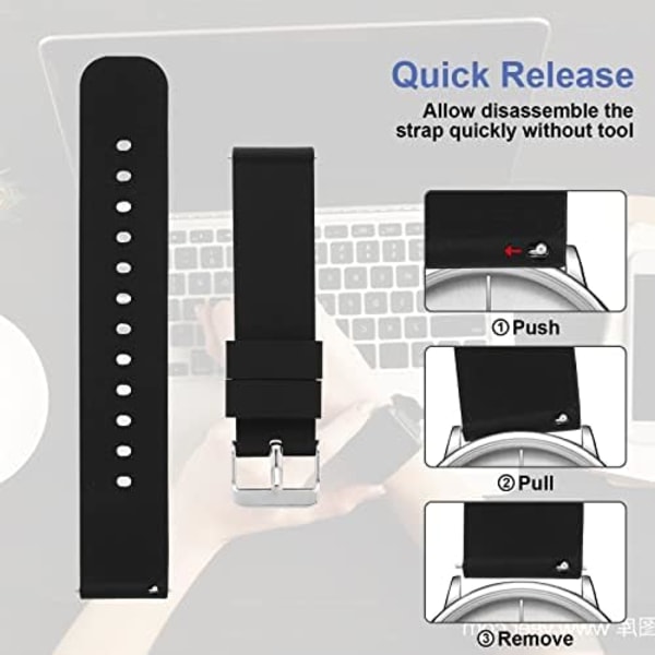 Silikone urremme, Quick Release vandtætte bløde gummibånd med sølvbelagt rustfrit stålspænde