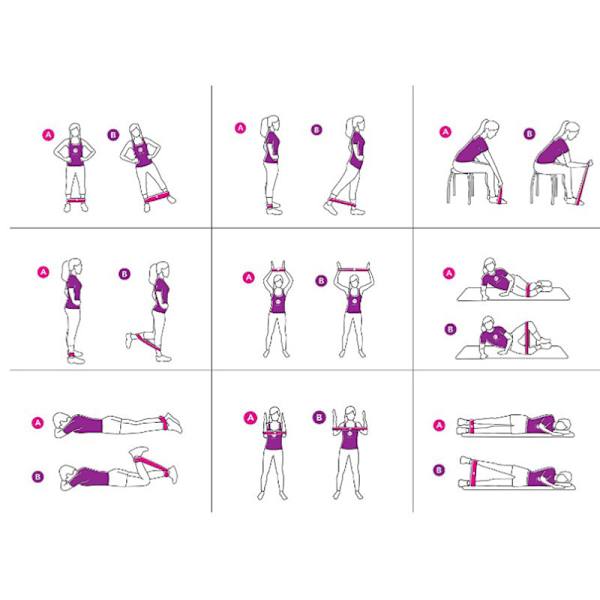 5-pack Träningsband, Motståndband, yoga, rehab flerfärgade