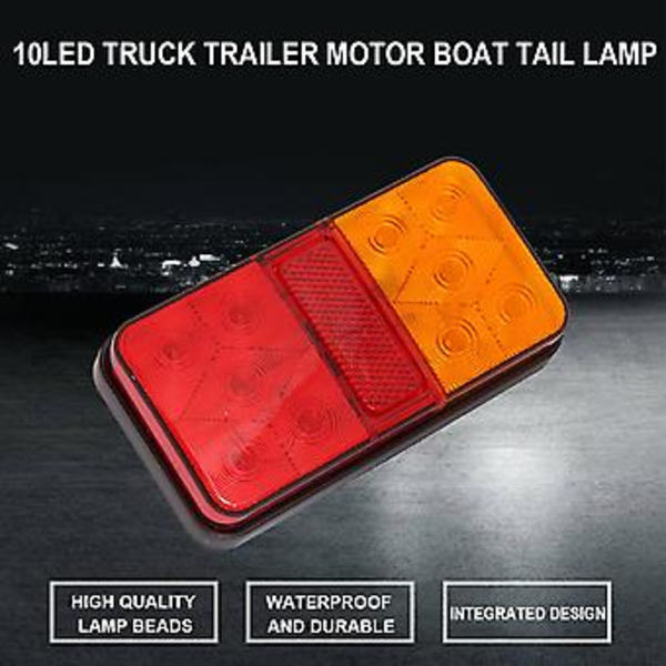 10LED Släpvagns Bakljus, Vattentät, Skruvdesign, Universal Passform, för Lastbilar Husvagnar Utes Båtar, Stopp/Bak/Blinkfunktioner (12-80V)