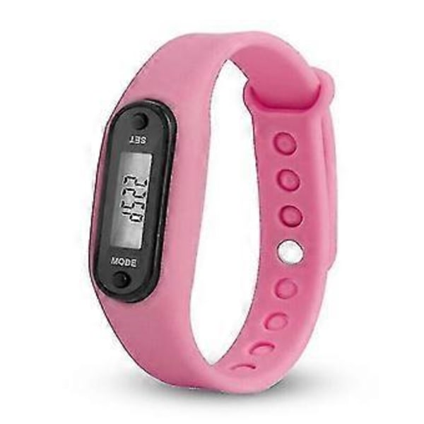 Løbe Skridt Ur Armbånd Skridttæller Kalorietæller Digital LCD Gangdistance Sportsur Fitness Tracker (Pink)
