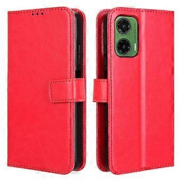 För Motorola Moto G35 5G Fodral Crazy Horse Textur PU Läder Plånboksfodral (Stil C)