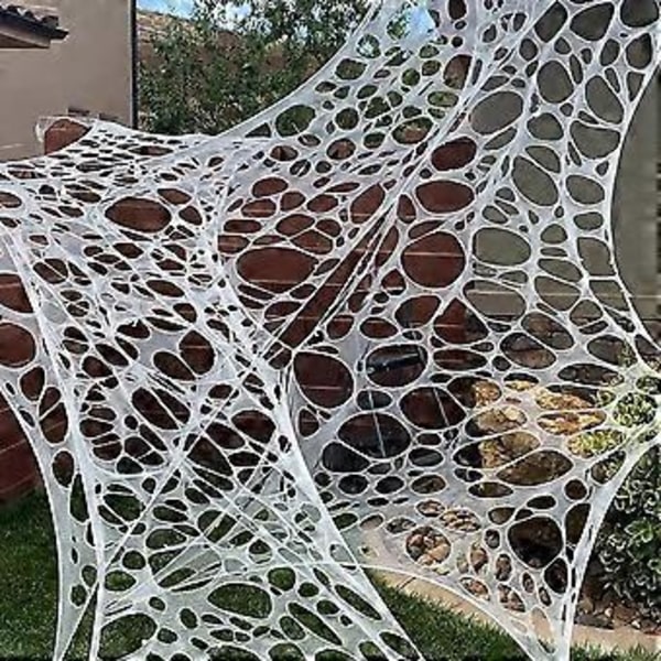 Spindelvæv Halloween Dekorationer, Strækbar Oksekød Net, Spooky Spider (100*600cm)
