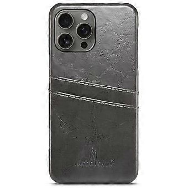 FIERRE SHANN Skal för iPhone 16 Pro Max Vaxigt PU-läder+PC Korthållare Telefonskydd (Stil A)