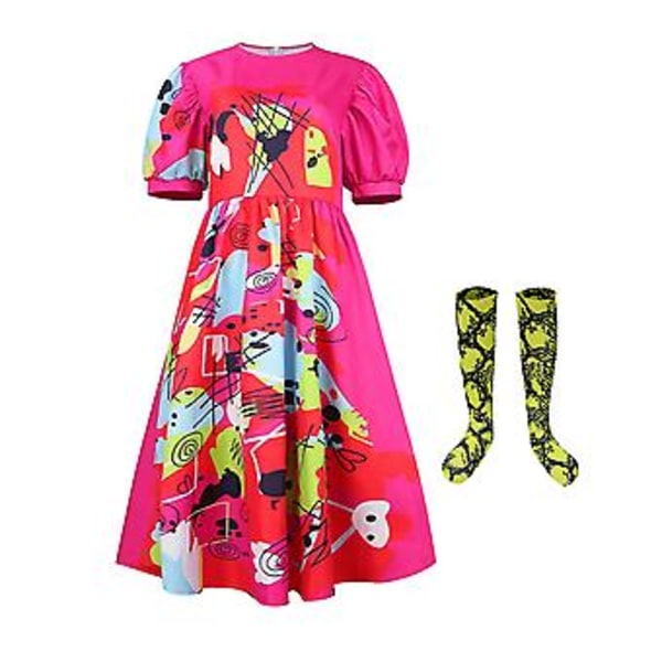 Naisten Elokuva Weird Barbie Cosplay Asut Mekko Ja Sukat Halloween Karnevaaliasu Hieno Pukeutuminen (2XL)