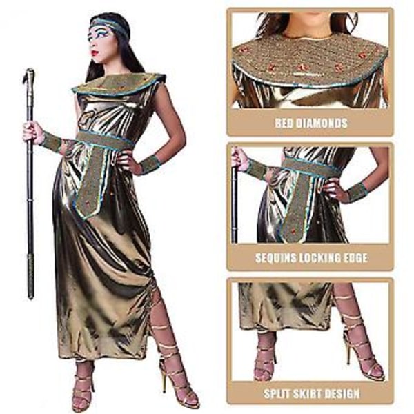 Egyptisk Cosplay Kostume til Kvinder Halloween Rollespil Kostume Rekvisitter Sceneoptræden Tøj ( )