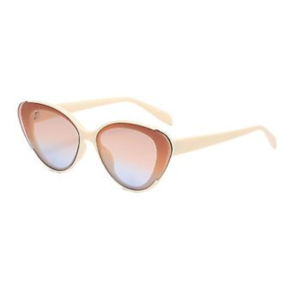 Kissamaiset aurinkolasit naisille, muoti UV400, vintage-tyyli, 80-luku, musta (beige)