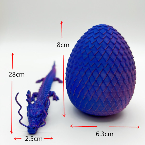 Kristalldrak-Fidgetleksak med Överraskningsdrakägg - Robust - 3D-tryckt Flexibel Artikulerande Drakskulptur i Plast