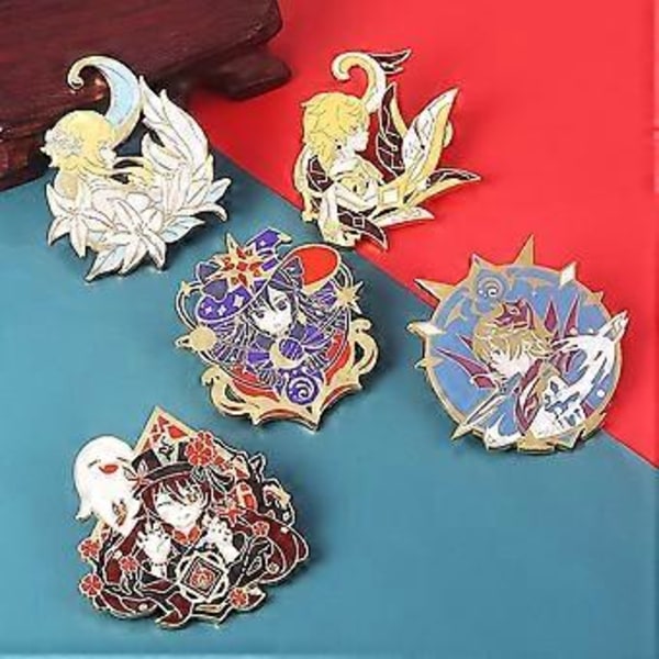 Genshin Impact Hutao Brosche Nål - Hutao Karakter Cosplay Emblembrosche Lapel Nål - Gave til Fans, Kvinder og Piger tartaglia a -