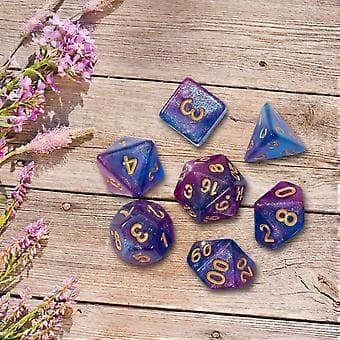 7x Polyedriska Tärningsset, Akryl D4 D8 D10 D12 D20 Tärningar, Mångsidiga Tärningar, (Violett Blå)