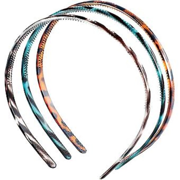(Brun + Mörkgrön + Amber) 3-pack Plastdiadem med kamtänder Komfort Leopard Hårband Smala Fina Diadem Stylingaccessoarer för Kvinnor
