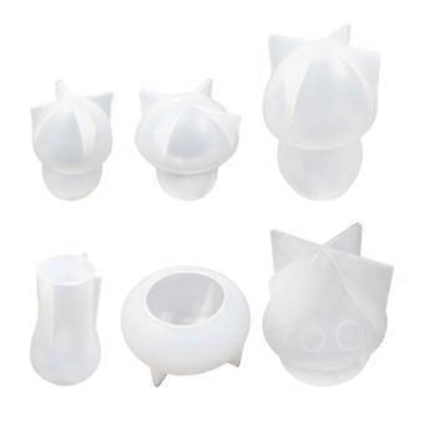 6 stk. DIY Krystal Dryp Form Svampe Ornament Krukke Epoxy Resin Håndlavet Spejl Pendul Silikoneforme