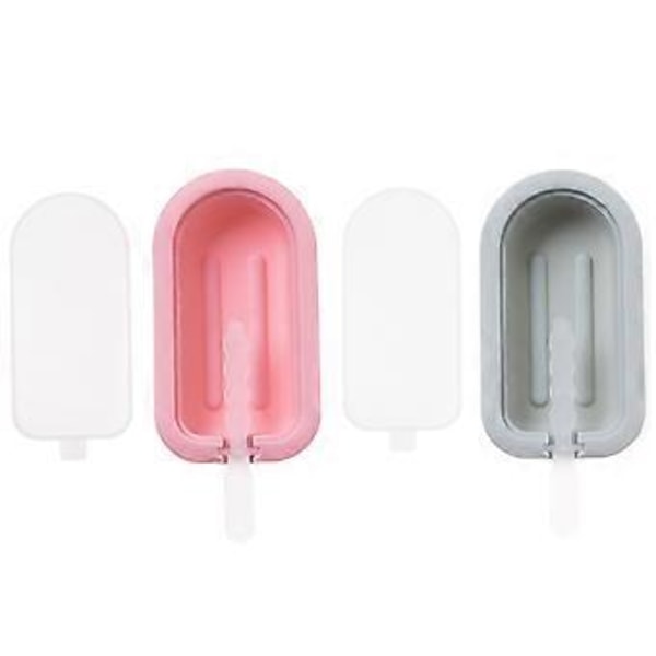 2 stycken silikon Popsicle glassform med lock Popsicle form Hemgjord DIY isglassform för att göra isgaller (stil1680)