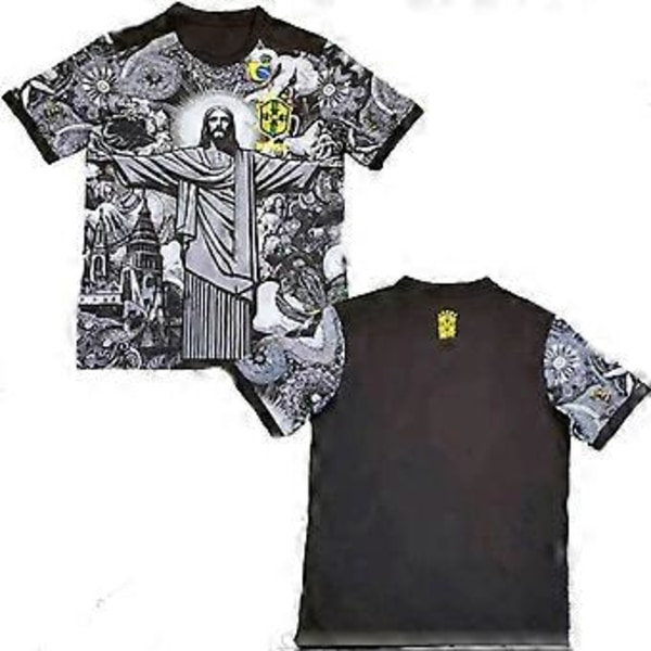 Sommar Fotbollsträningströja Brasilien Specialutgåva Jesus Svart Grå Fotbollströja Vuxen Barn Utomhus Snabbtorkande Tröja 6XL(XS )