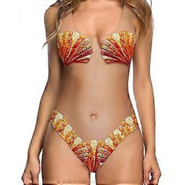 2023 NYHET Dam Baddräkt i Ett Stycke Galaxy Taco Cat Magekontroll Baddräkt Strandkläder Bikini Monokini (XL Orange)