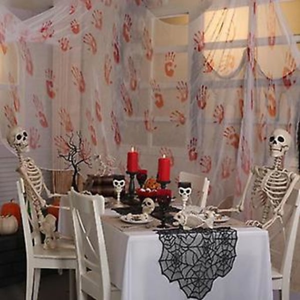 Halloween Krybende Blodig Håndaftryk Gaze Party Hængende Dekorationer Rekvisit (5m)