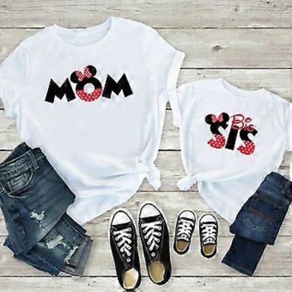 Dam T-shirts Familj Matchande Kläder Mamma Barn Mus tecknad Kläder Pappa Mamma Bror Syster Tryck Mode T-shirt Sommar Toppar Kläder (Pappa-M)