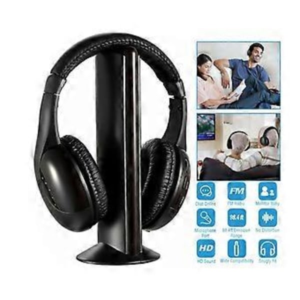 Trådløst Headset Hovedtelefoner Kableløs RF Mic til PC TV DVD CD MP3 MP4 5 i 1( )