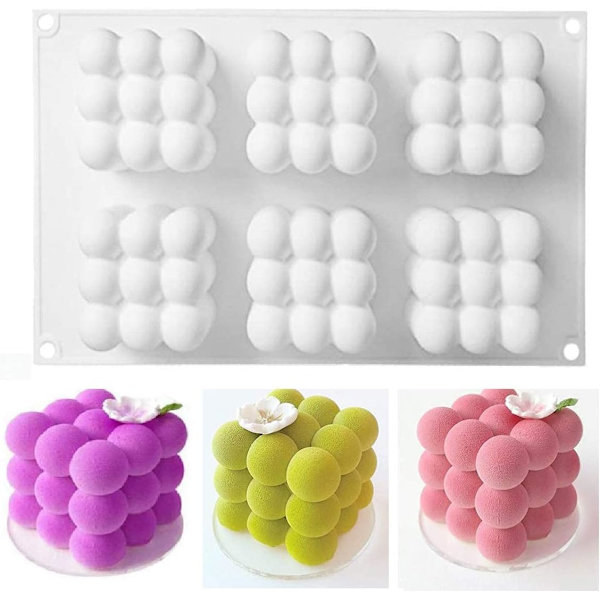 6 i 1 Ljus Silikonform 3D Magisk Bubbla Kub Boll Hartsform