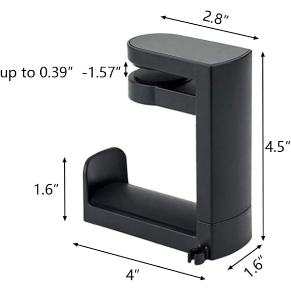 Gaming Headset Hodetelefonkrokholder Hengerfeste, Hodetelefonstativ med justerbar og roterende armklemme, Under skrivebordsdesign, Universell passform, Innebygd kabelklipsorganisator