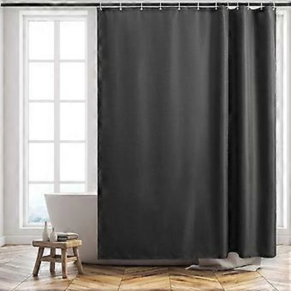 80x180 cm Bruseforhæng Anti-Skimmel og Vaskbart Stof Mørkegrå Vaffel Tyk Polyester Vandtætte Badeforhæng til Badekar Badeværelse med 12 Ringe