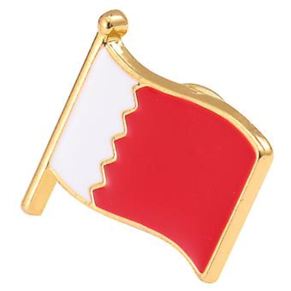 Nationalflaggsformad Brosch Mode Bröstnålar Metall Kreativ Klädbadge Vit och Röd (Bahrain)